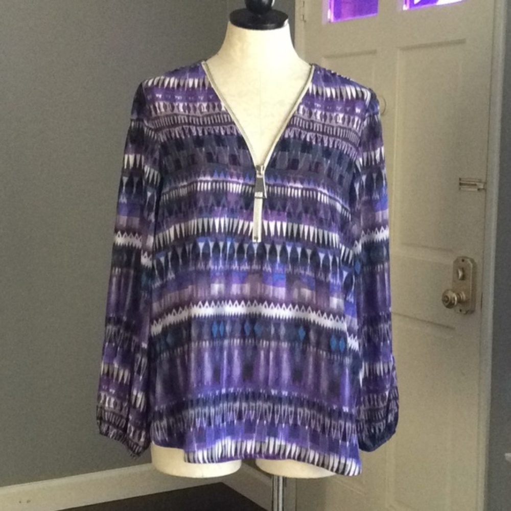 Philosophy Geometric Purple Print Blouse